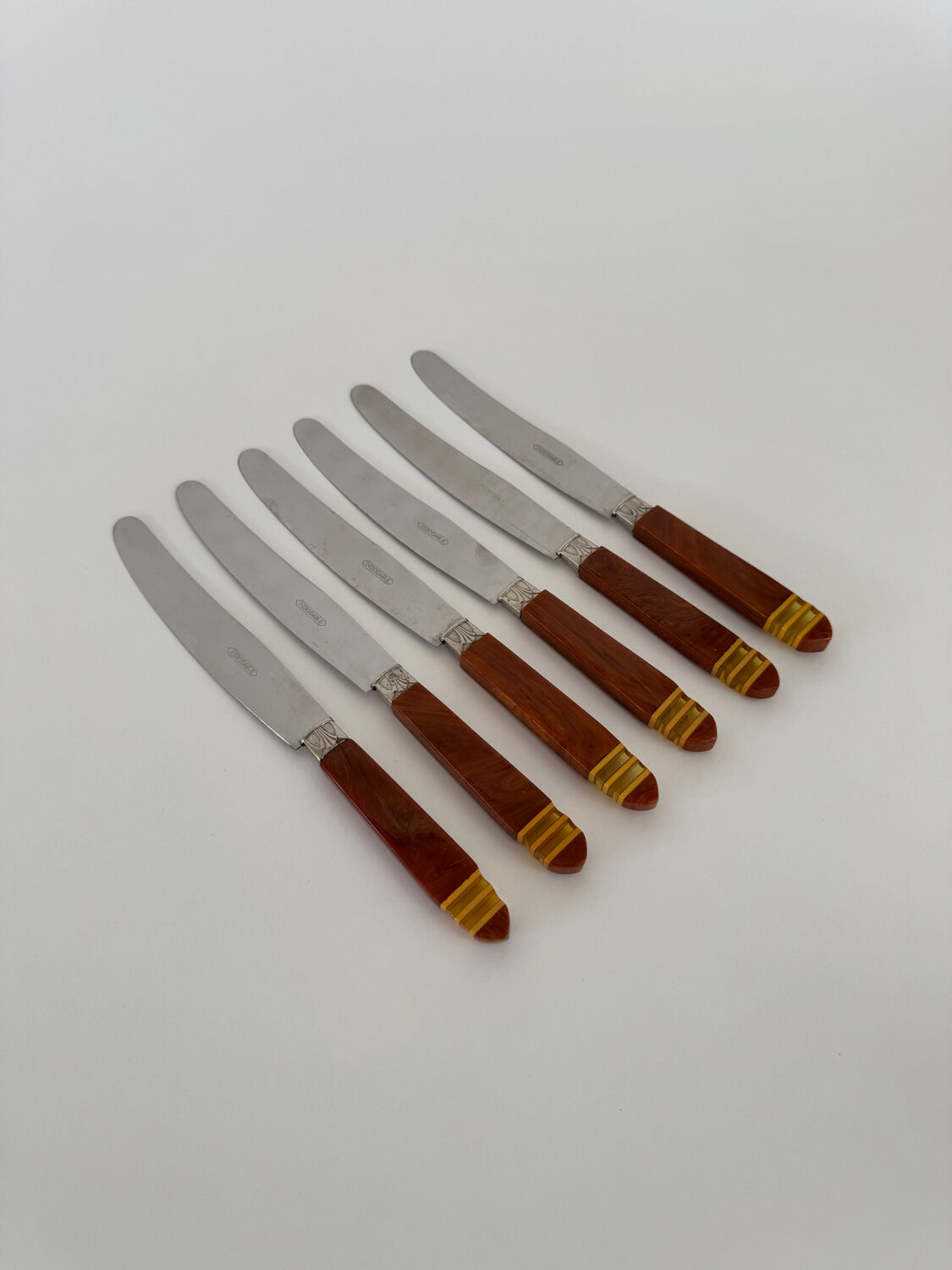 Set of 6 Vintage French Art Deco Design Inox Dinner Knives