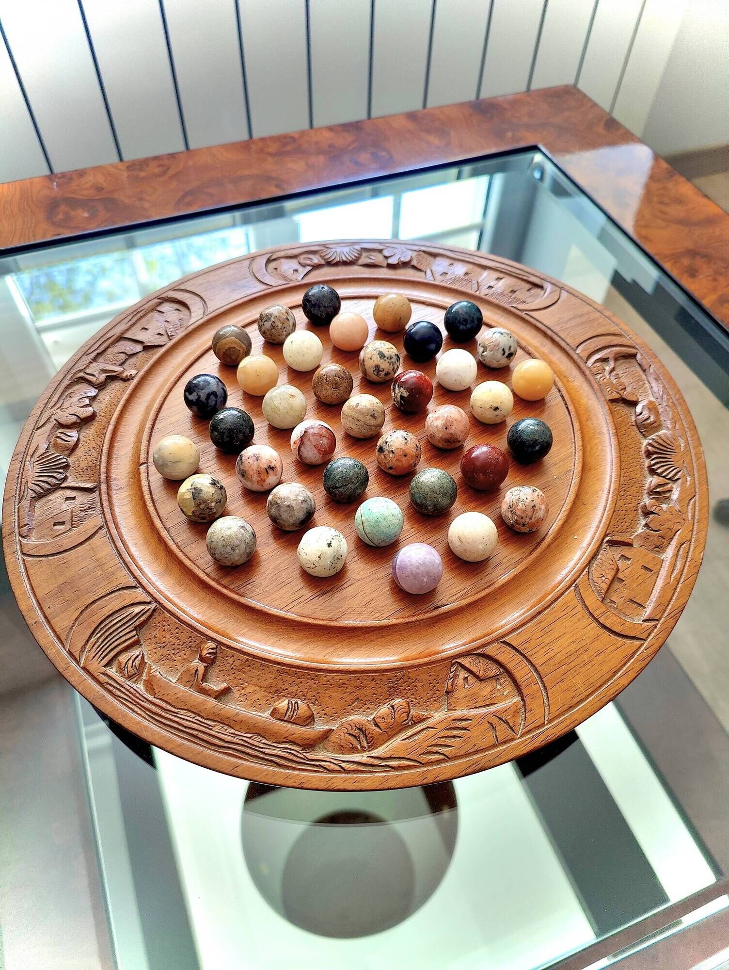 MALAGASY SOLITAIRE GAME with SEMI-PRECIOUS STONES