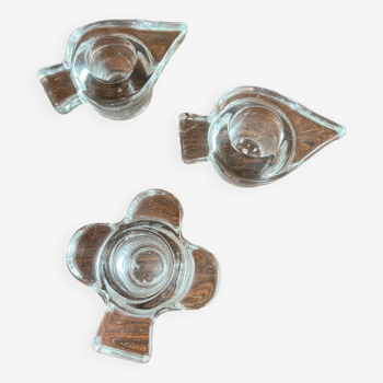 Set of 3 glass candle holders