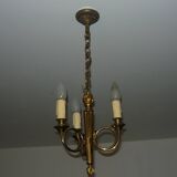 3-light empire style hunting horn chandelier