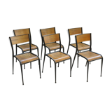 Series of 6 black Mullca school chairs