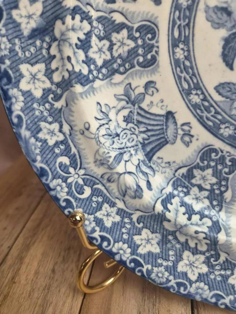 English plate XIXth filigree decoration Spode – fine earthenware blue and white around 1830