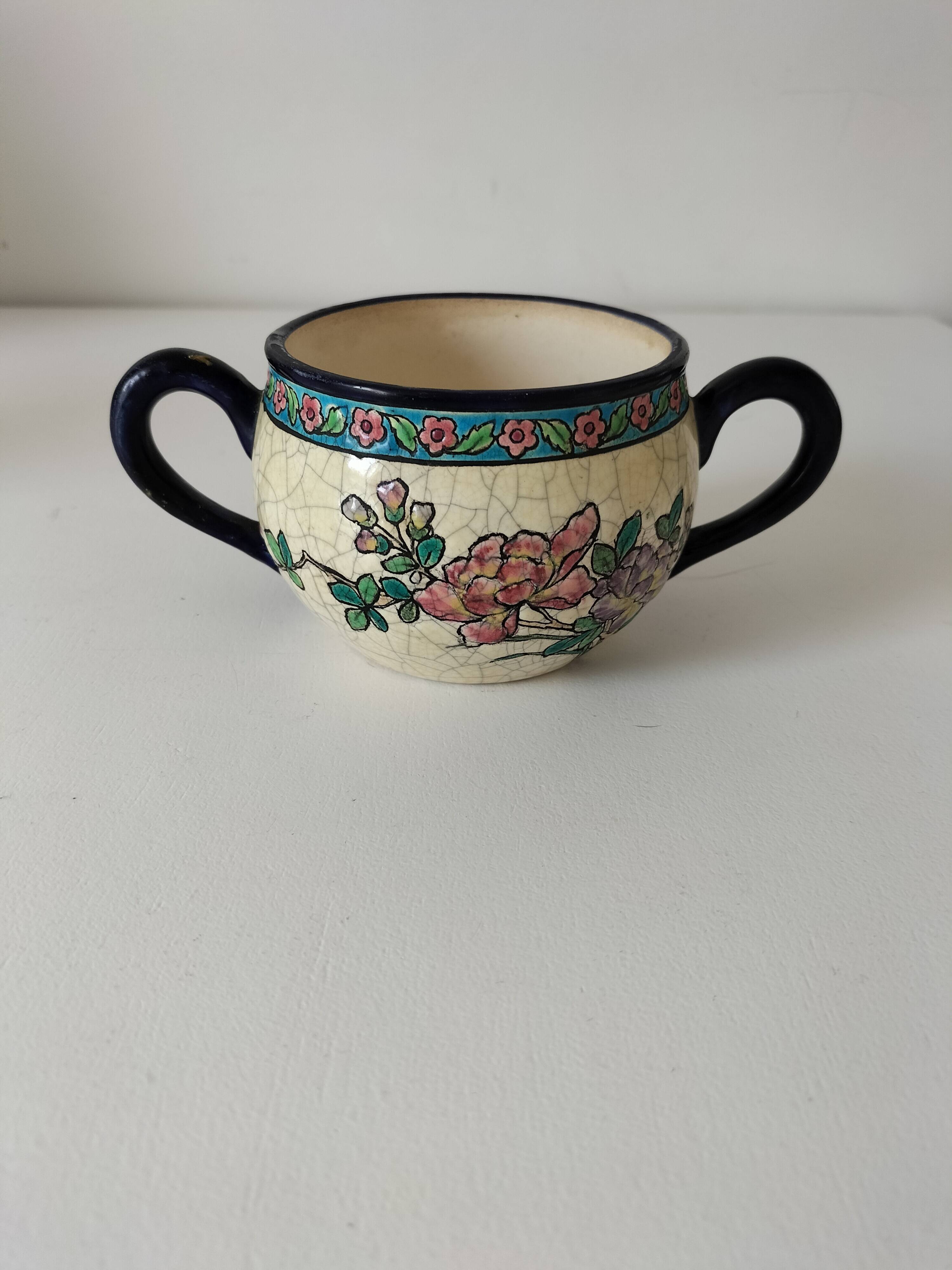 Antique two-handled cup – Authentic Longwy enamels