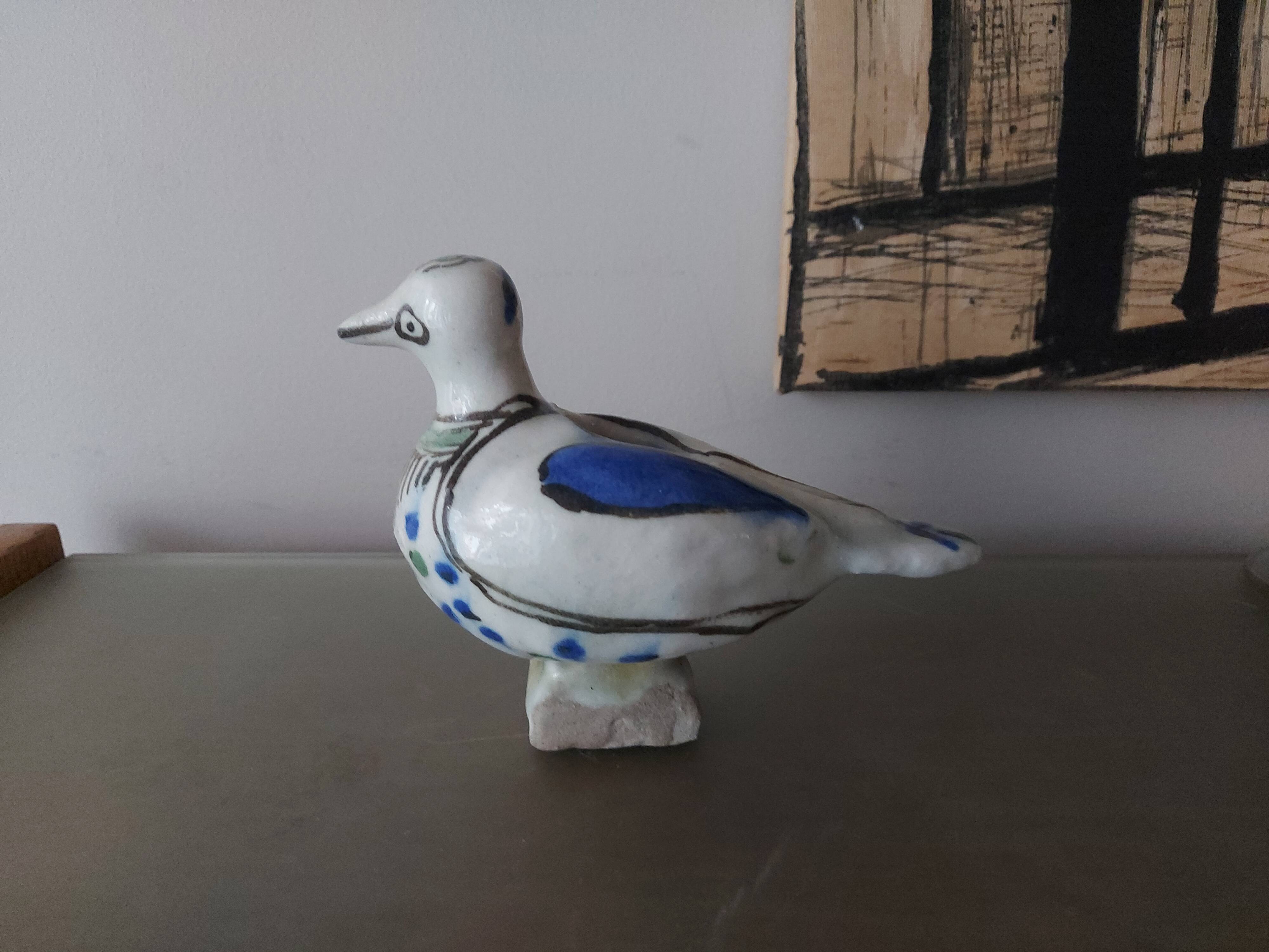 Cendrier oiseau en céramique émaillée