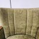 Deux fauteuils cocktail en tissu vert des années 1950 à roulettes