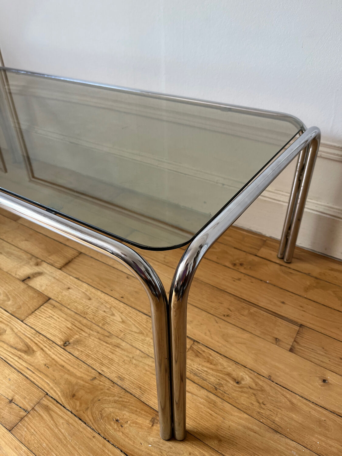 Vintage smoked glass coffee table