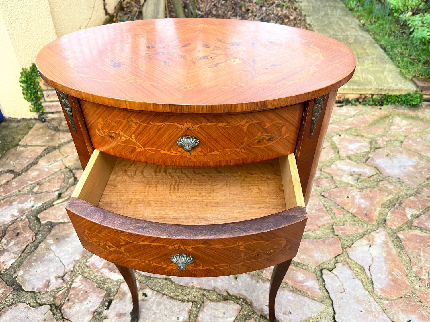 Pair of marquetry bedside tables
