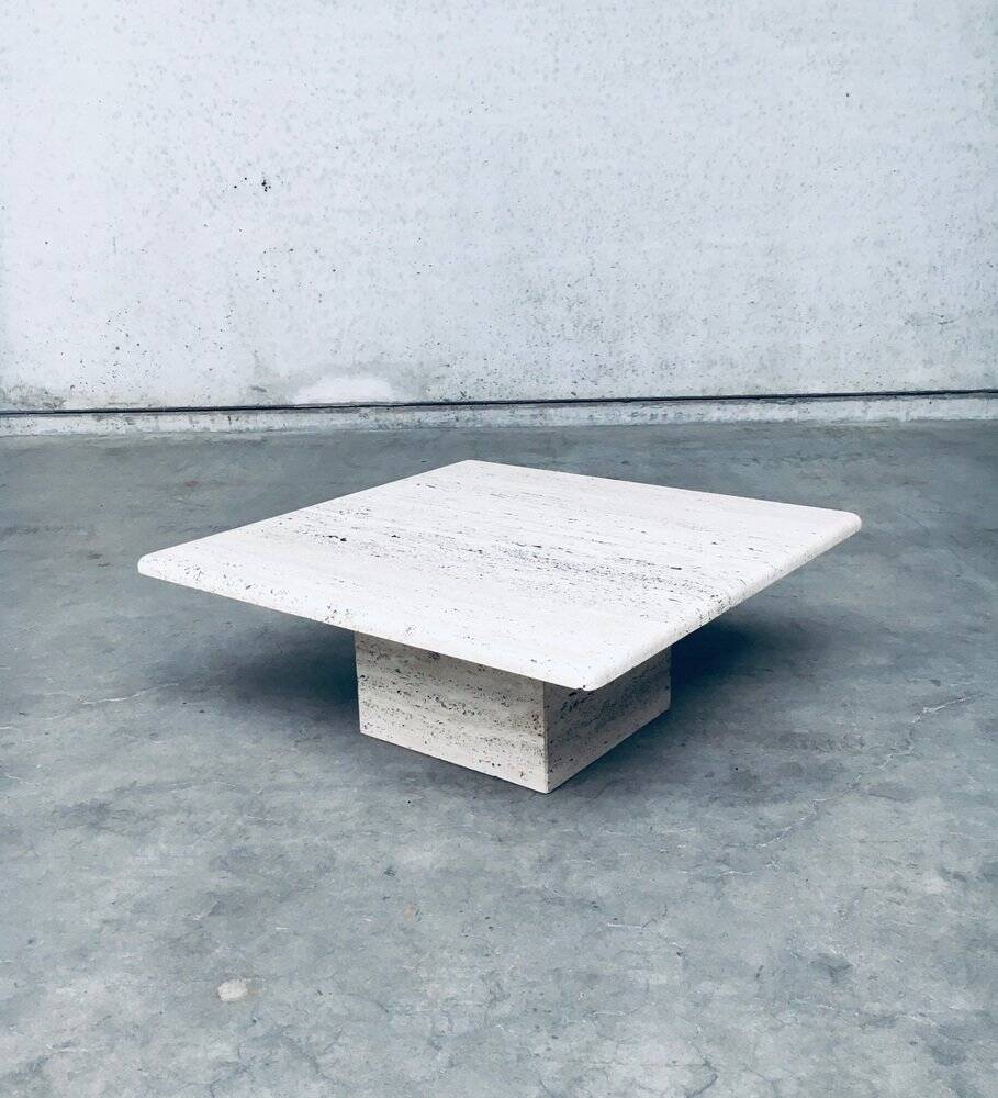Italian Travertine Square Coffee Table, 1970s