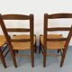 Set of 4 vintage brutalist chairs in wood and straw from the 1960s.