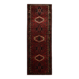 Tapis de couloir vintage en laine rouge à motifs géométriques, style oriental des années 1960