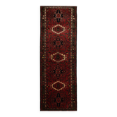 Vintage Red Geometric Wool Runner Rug, 1960s Oriental Hallway Carpets