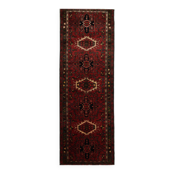 Vintage Red Geometric Wool Runner Rug, 1960s Oriental Hallway Carpets