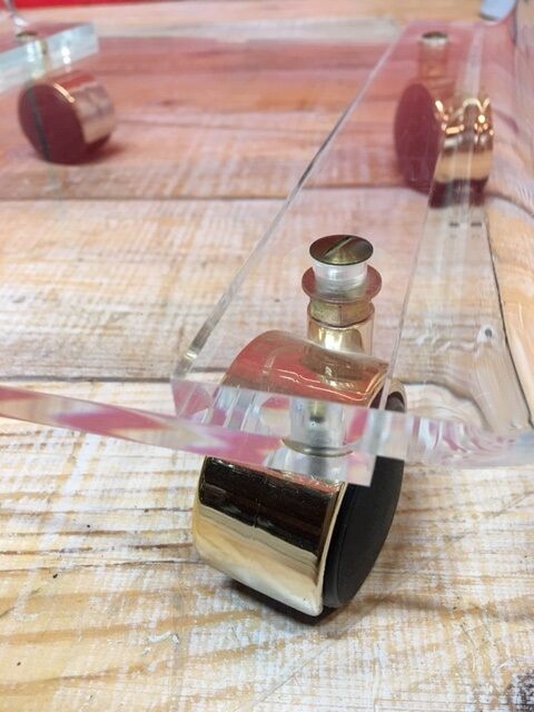 1970 plexiglass rolling side table