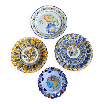 Lot de 4 assiettes décoratives colorées