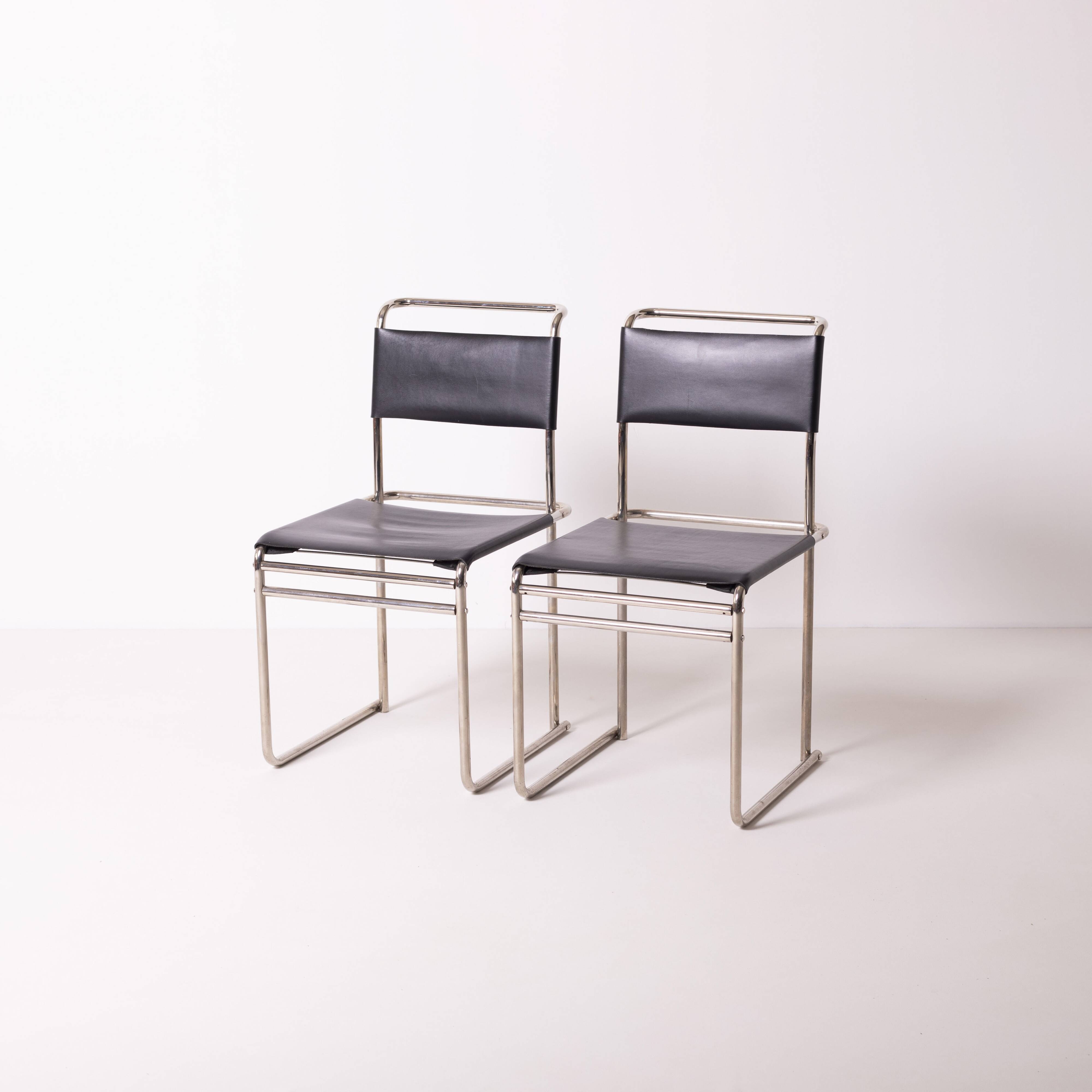 Marcel Breuer Bauhaus Tecta B40 dining chair in nickel plated bent steel an