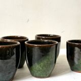 handmade ceramic service: 6-piece glazed stoneware coffee cups