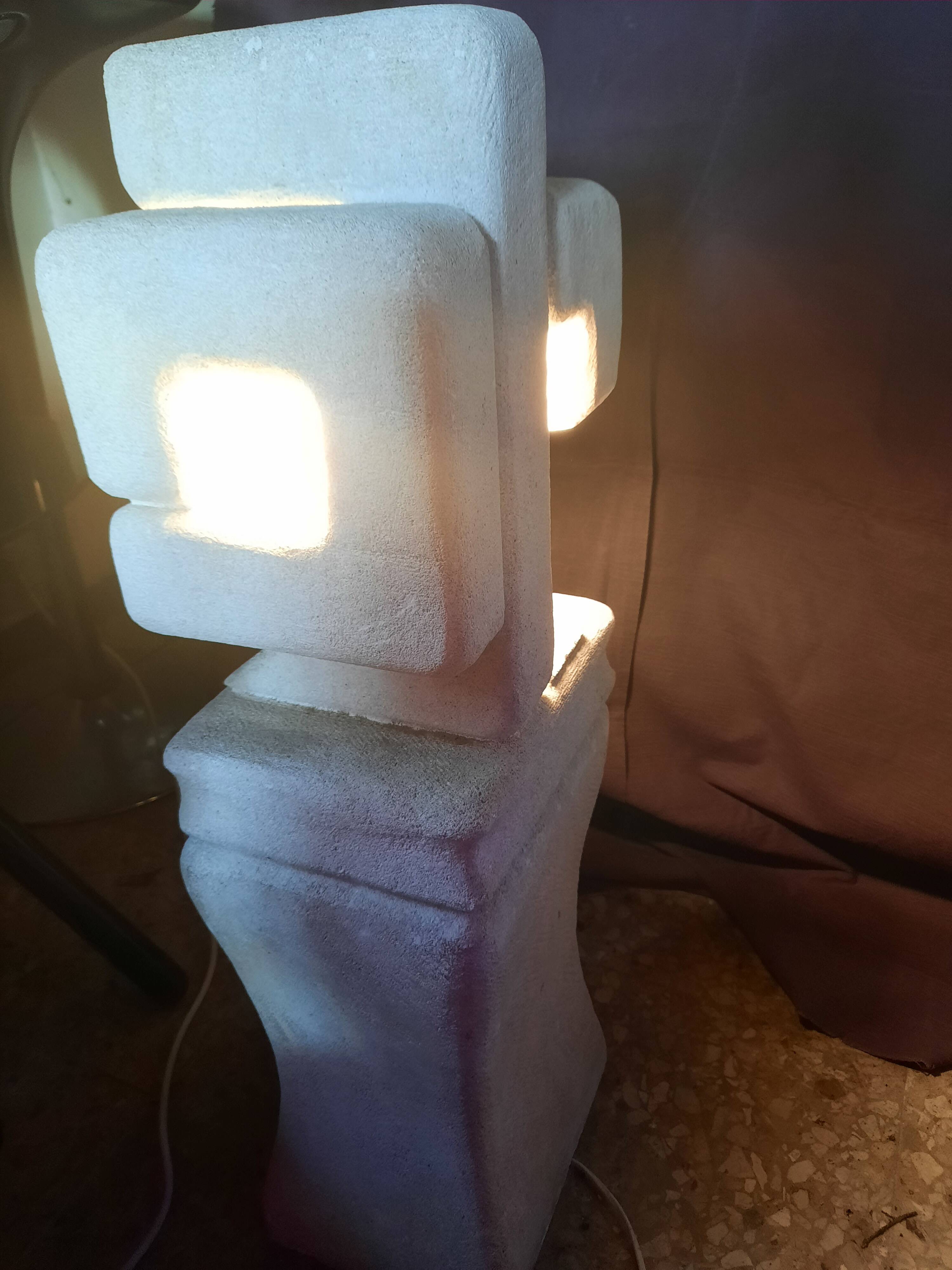 Large stone sculpture lamp