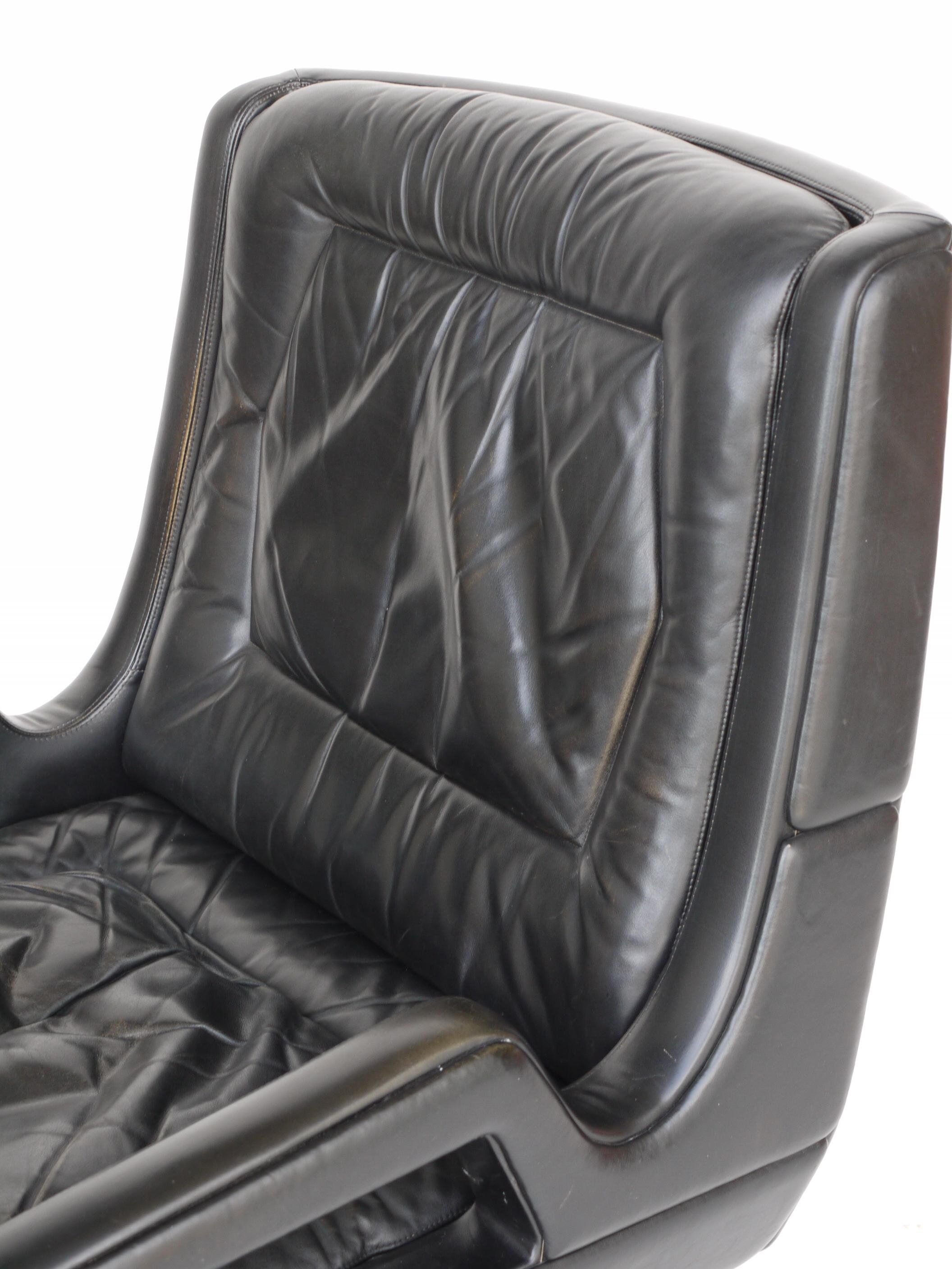 Leather Swivel Lounge Chair. 1960s