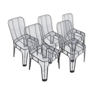 Lot de 6 chaises en métal tressé