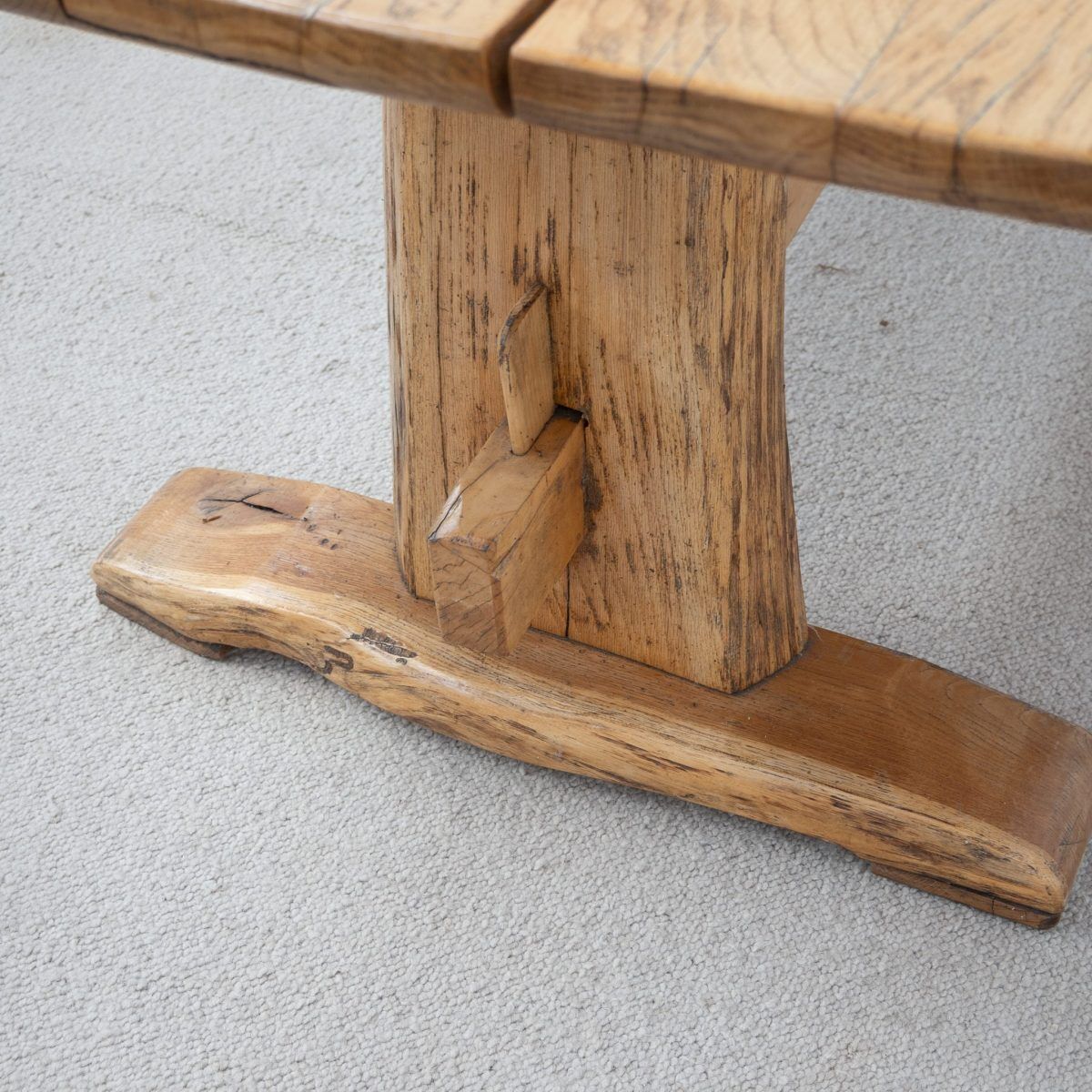 Solid oak dining table - 20th century French design
