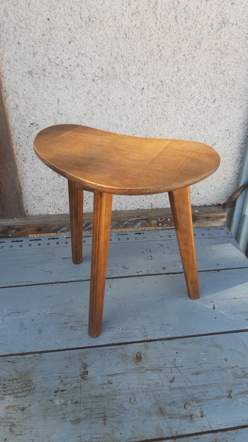 Tabouret tripode vintage en bois