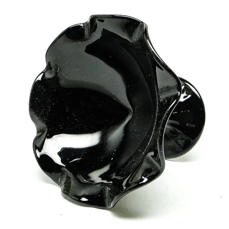 Sugar bowl, New Postmodernism, black hyalite glass, Ząbkowice, Poland, 1970s