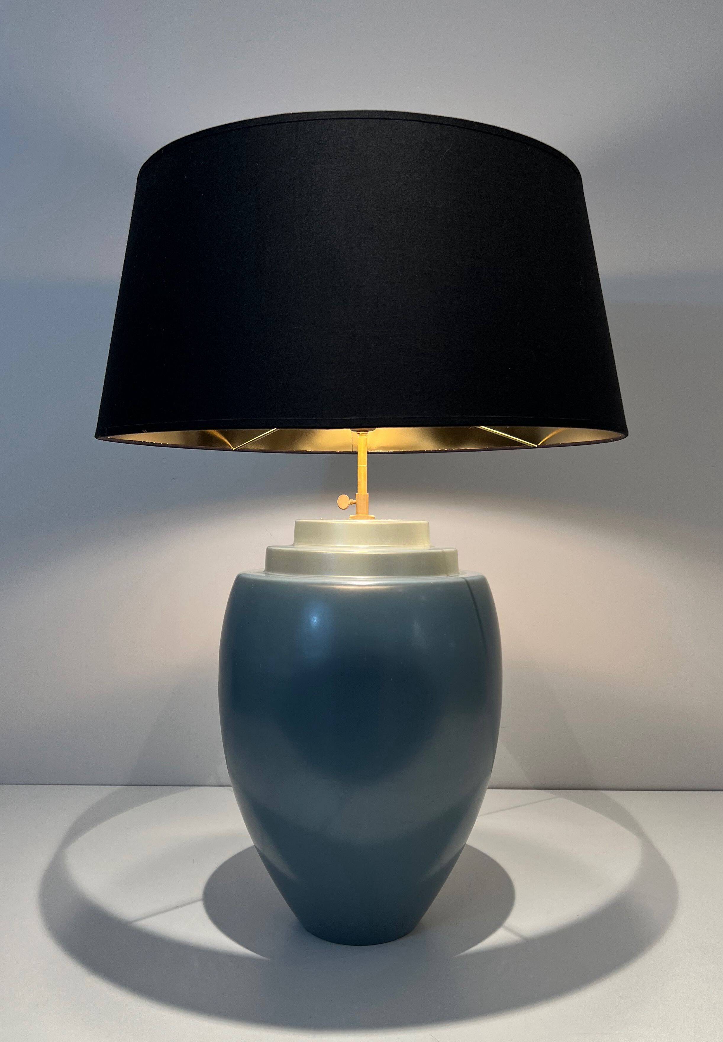 Blue ceramic lamp by Kosta