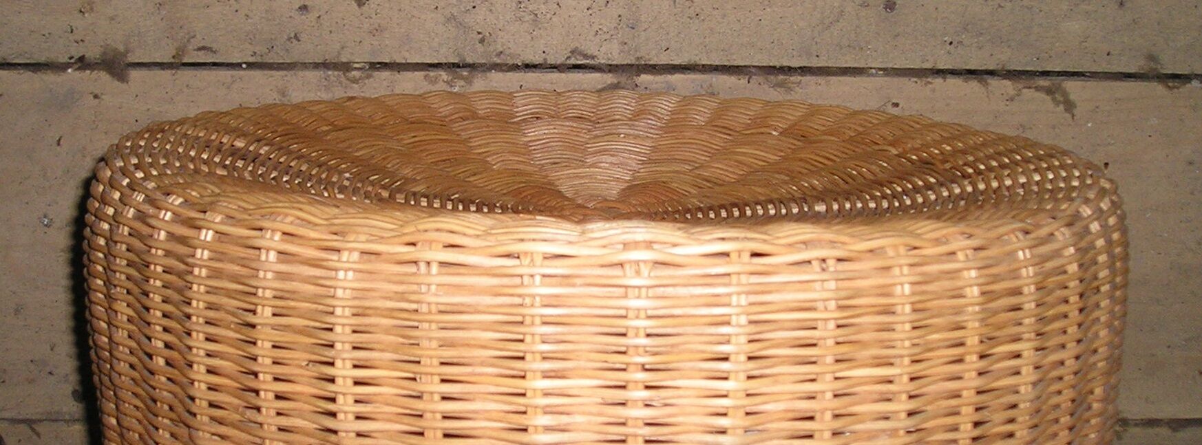 Ottoman stool in vintage rattan wicker
