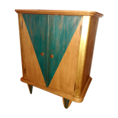 meuble d'appoint chêne et patine, années 50,