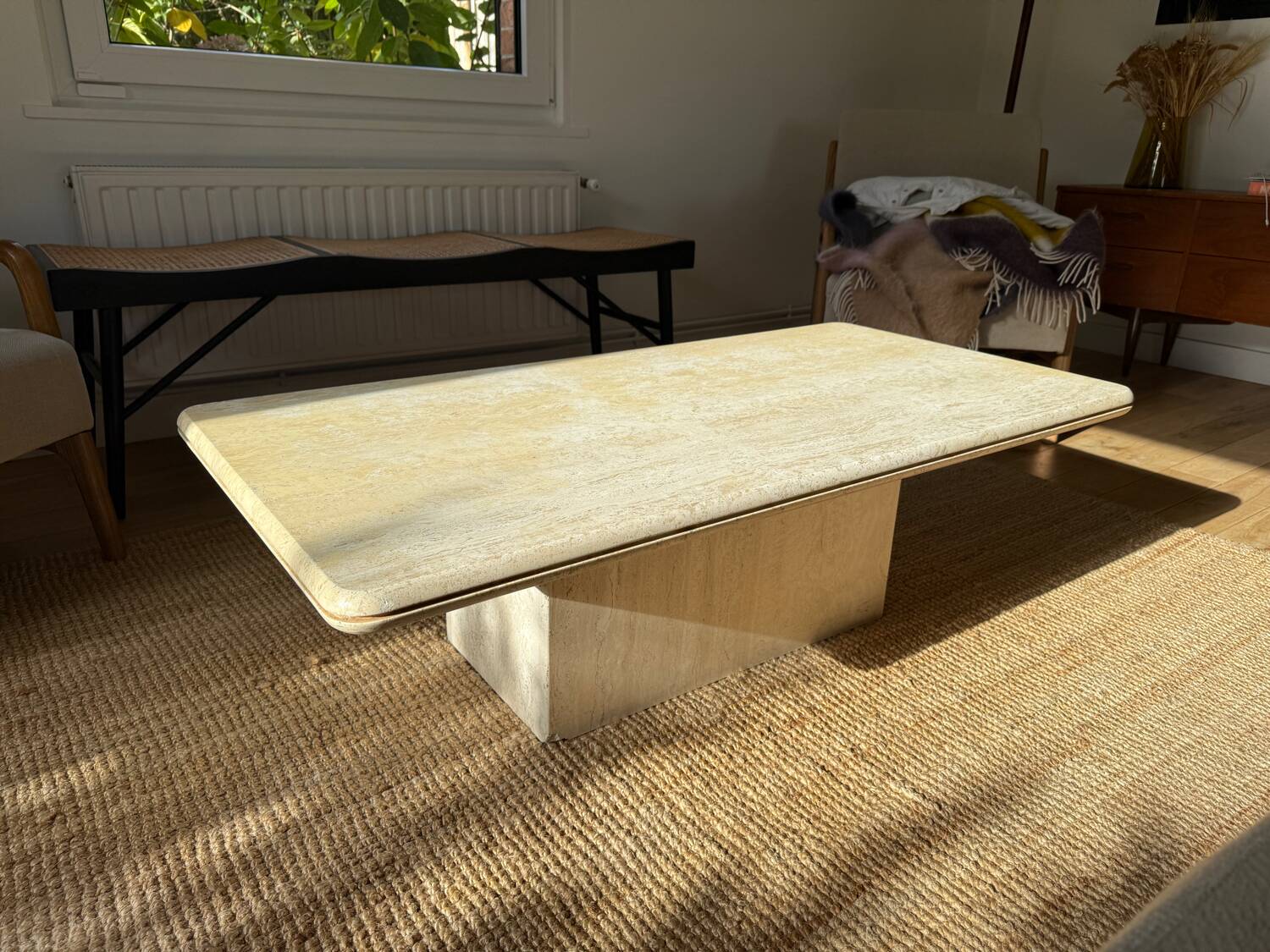 Travertine coffee table