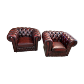 Pair of chesterfield leather armchairs