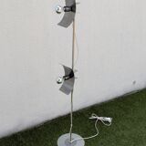 Lampadaire vintage métal brossé – années 70 – style Disderot / Reggian