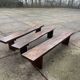 Banquette en bois massif vernis, milieu du XXe siècle