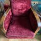 Paire de fauteuils club art déco velours frappé rouge bordeaux 1930