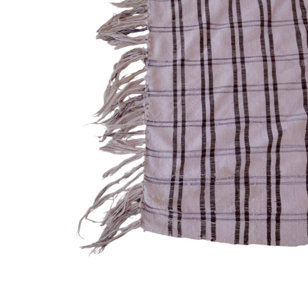 Nappe à carreaux blanche et noir du maroc - 193 x 339 cm