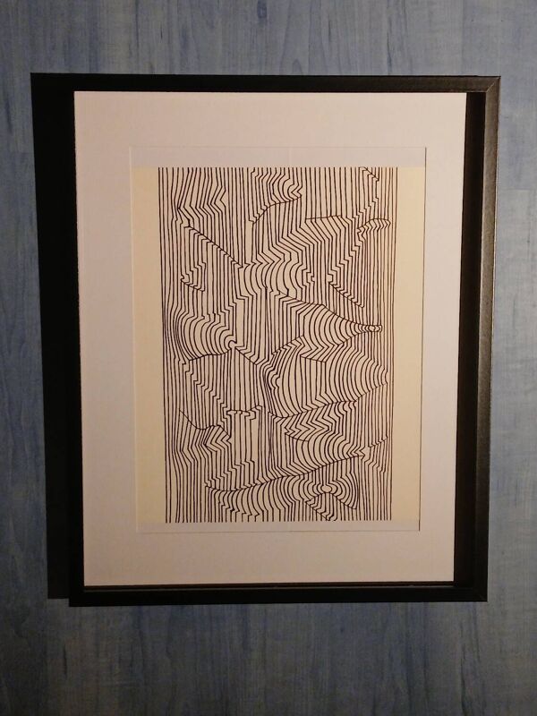 Tableau Vintage Art Optique - Victor Vasarely - Cadre 40x40cm