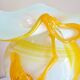 Large blown glass floral vase, orange, red, white, vintage 80s