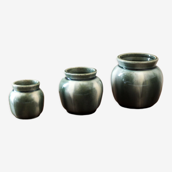 Set of 3 flamed ceramic pots
