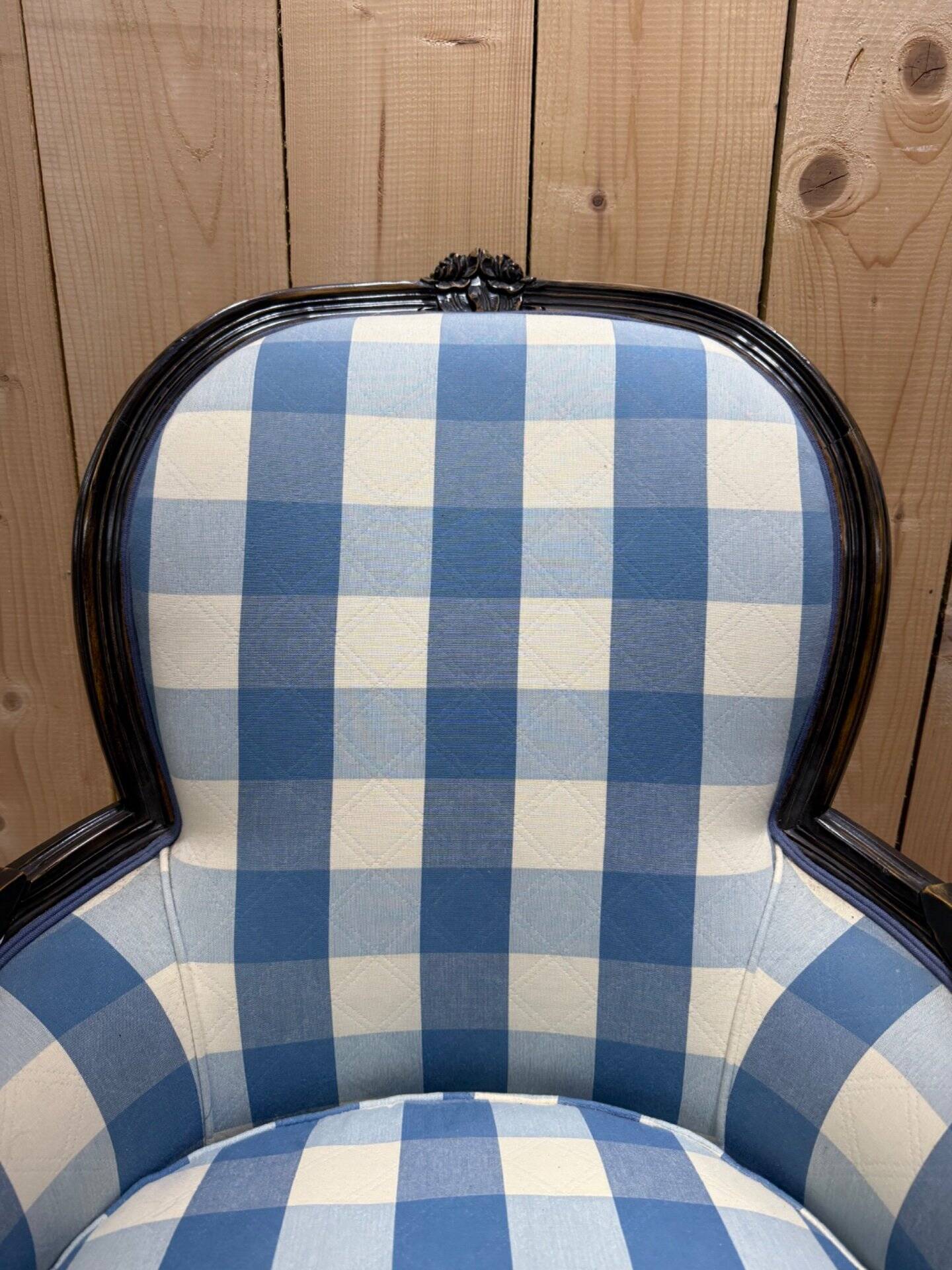 Louis XVI style bergère armchair in blackened wood