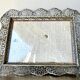 Vintage Metal frame silver plated Frame 16 cm x 13 cm CONVEX glass