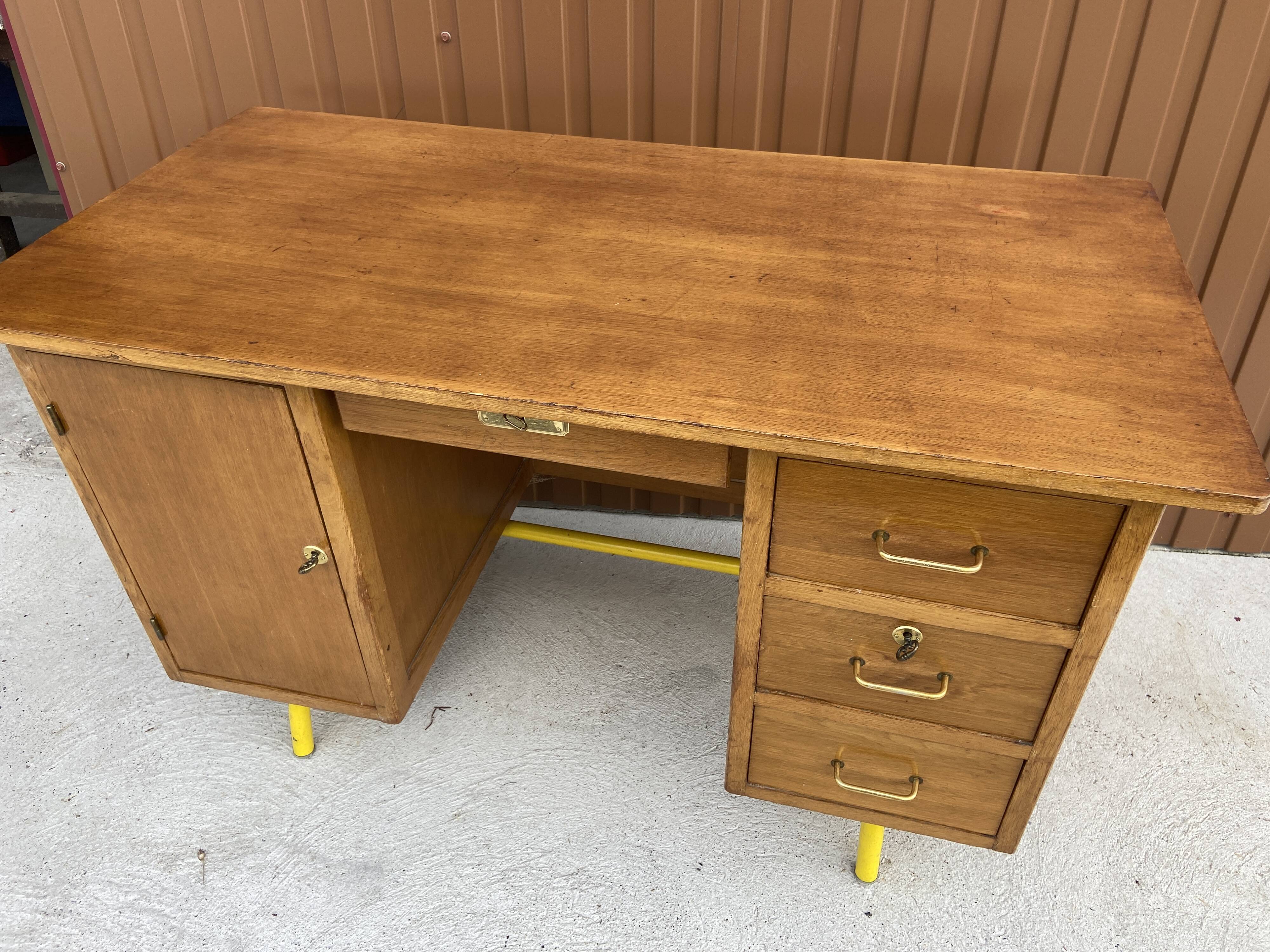 Vintage Schoolmaster's Desk Mullca Delagrave 1970 Mid-century Desk