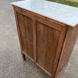 Louis XVI buffet with a confiturier in wood and white marble from the 19th century.