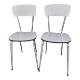 Pair of vintage chairs in light Formica and chrome metal – 1960s