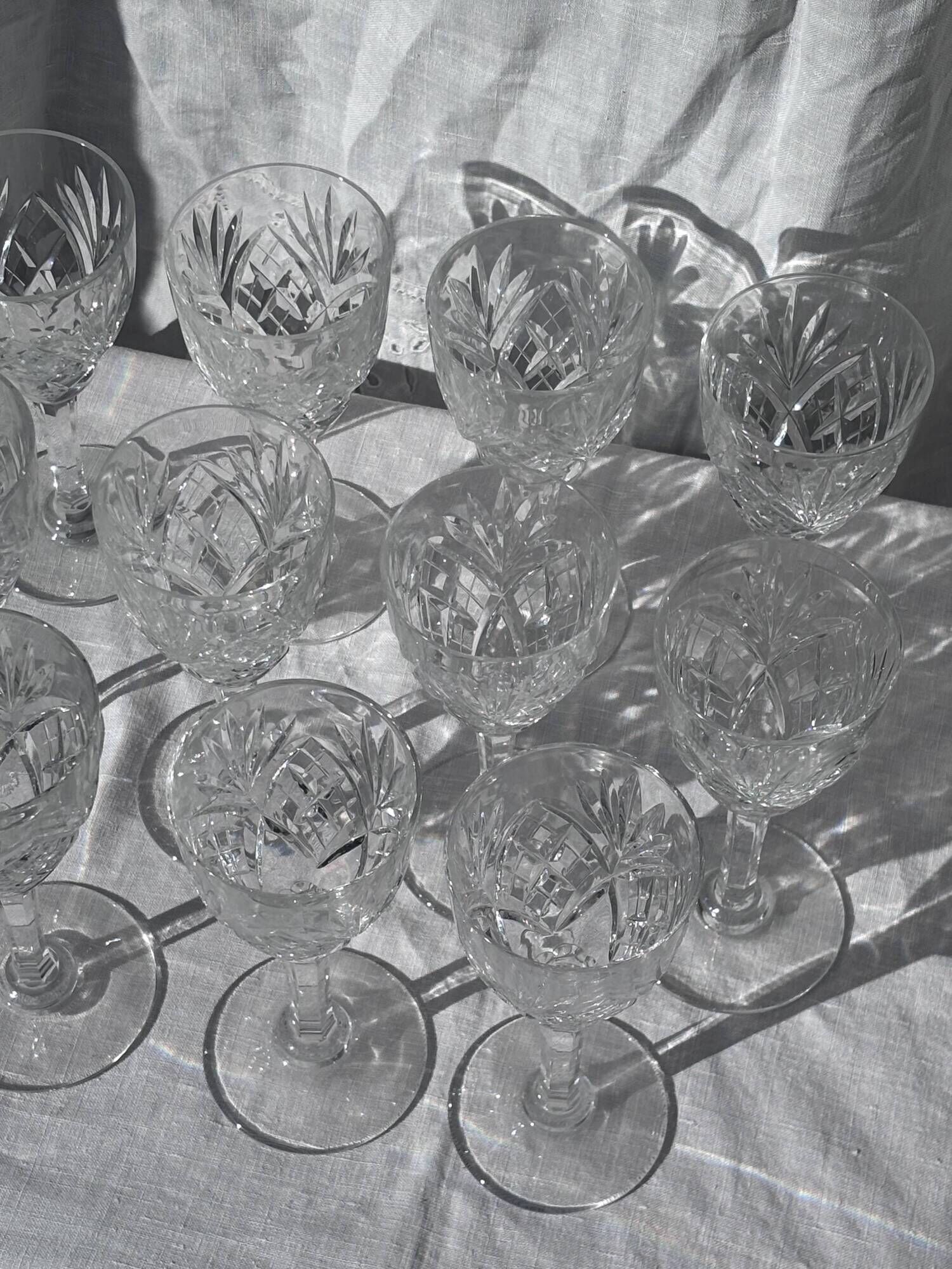 Set of 11 Chantilly white wine glasses by Saint-Louis.