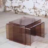 Smoked plexiglass nesting tables, 1970