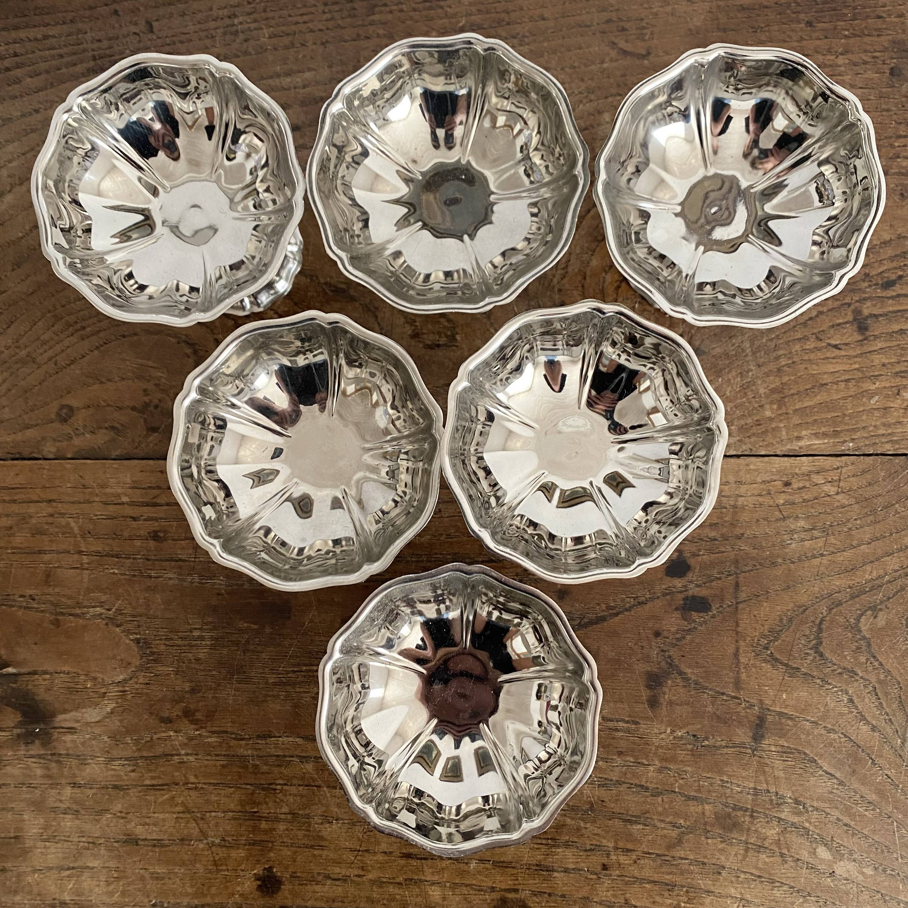 Vintage stainless steel footed cups