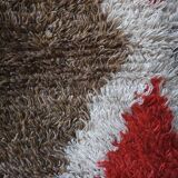 Tapis scandinave à losanges rouges (Rya) | Suède | Années 1960