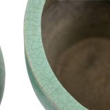 Pair of large glazed terracotta planters. 1950s.