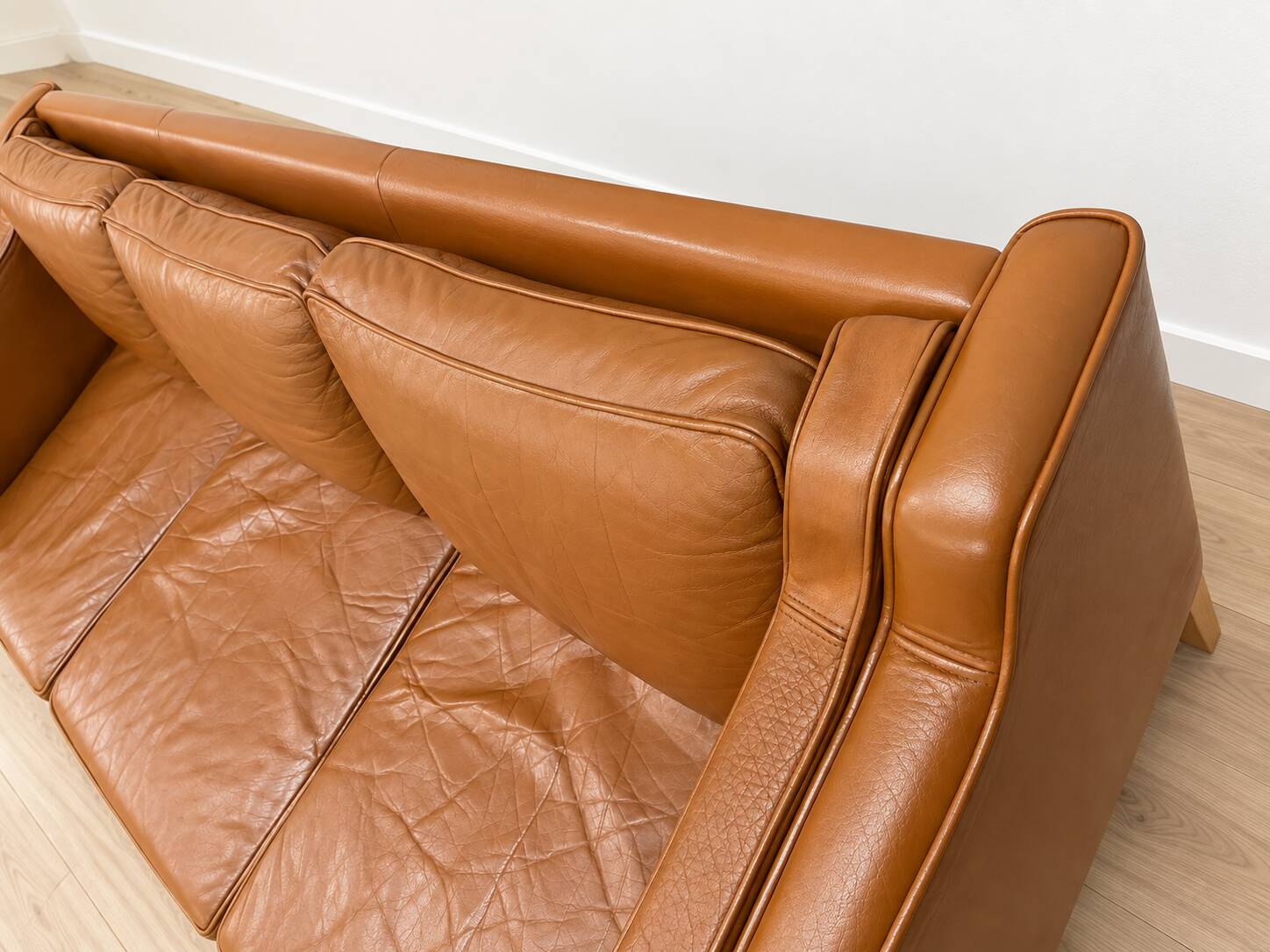 Vintage Danish mid-century 3-person Stouby sofa in cognac leather, 1960s