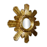 Miroir soleil vintage en bois doré 1960
